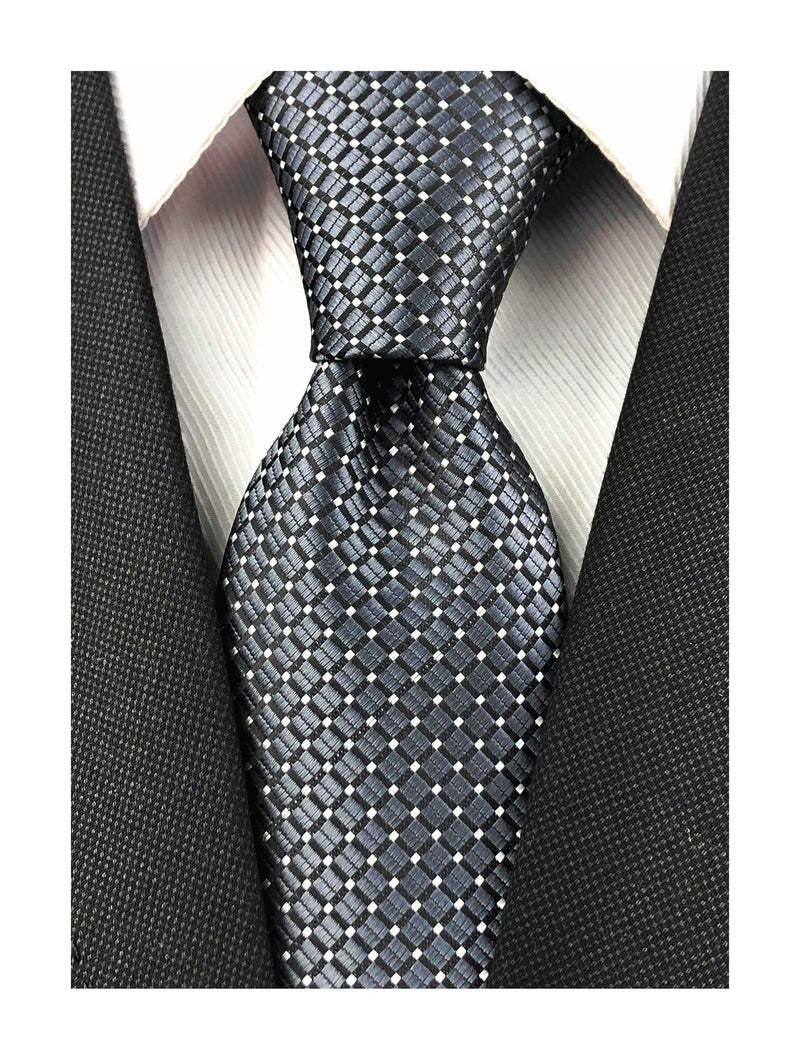 Secdtie Men's Big Boys Dark Grey Silk Plain Cravat Ties Solid Extra Long Necktie Best Xmas Gift - Image 2